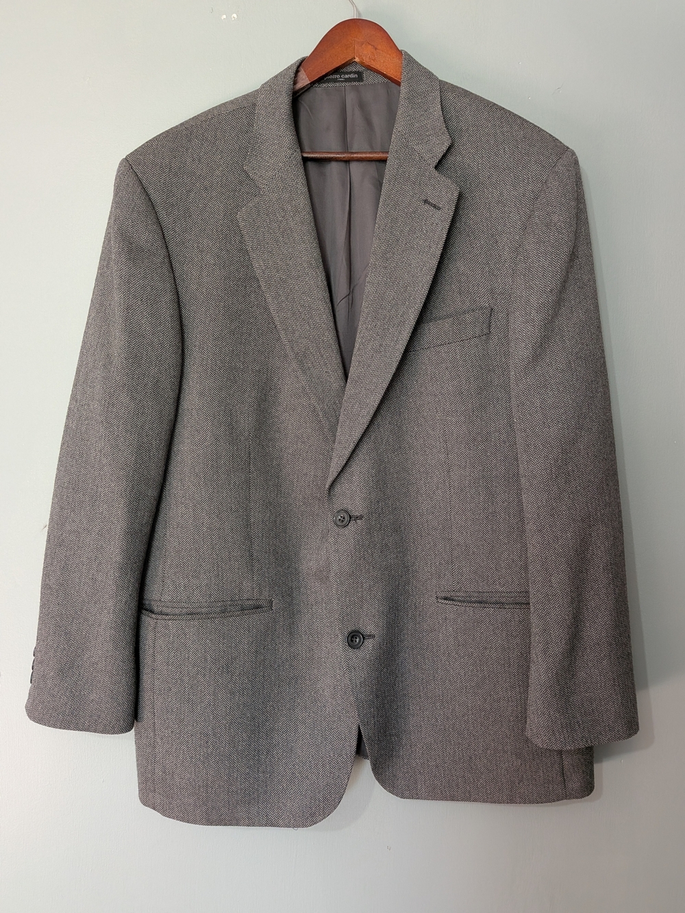 Pierre Cardin Vintage 100% Wool Men's Grey Herringbone Sport Coat Blazer